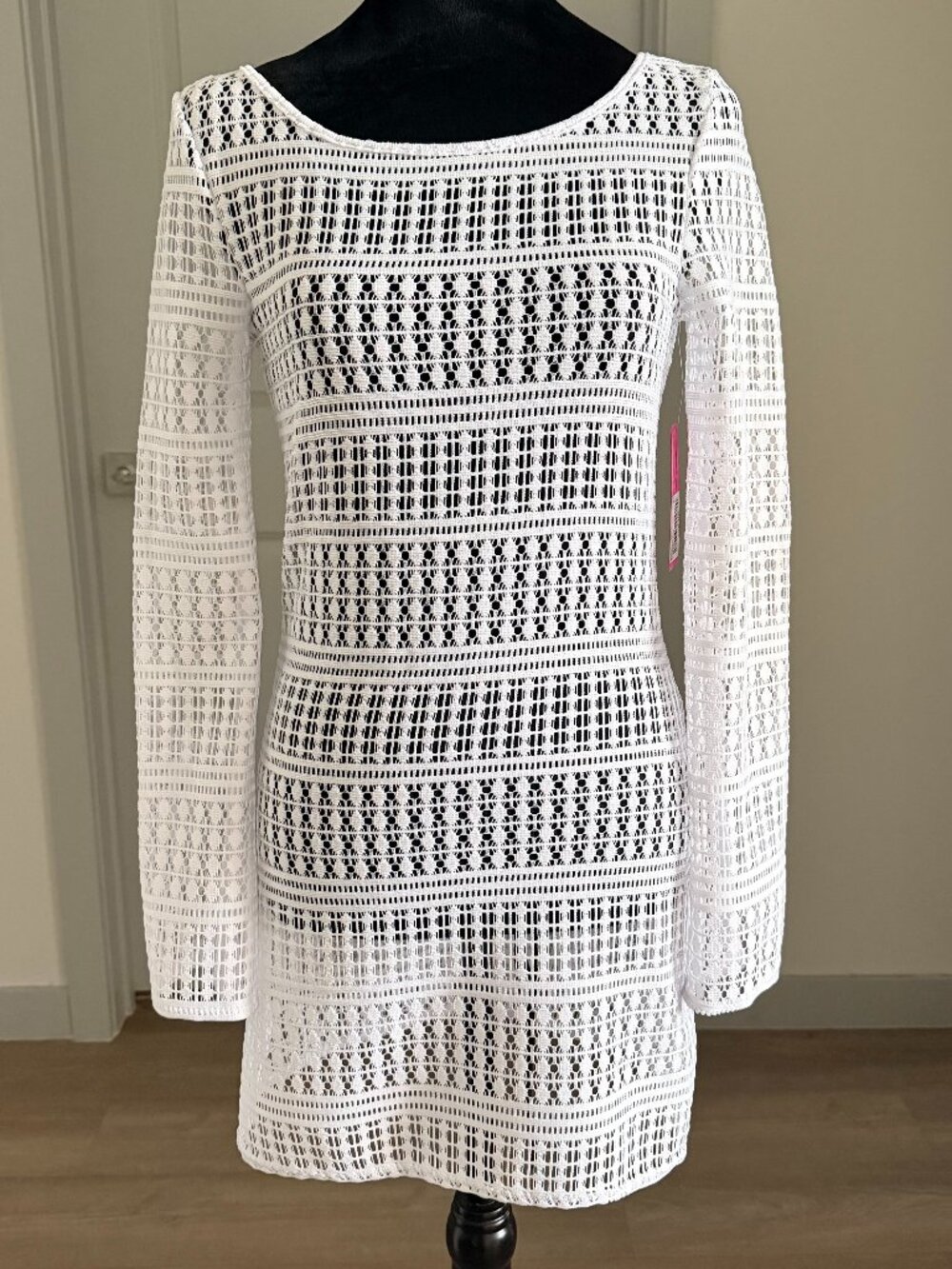NWT Ninety-Nine Womens White Crochet Swim Cover Up Sz XS Resort Vacation Beach